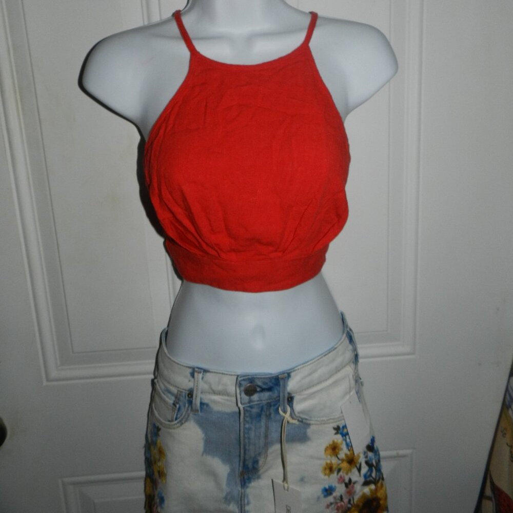 Altar'd State Vibrant solid red strappy crop tank top Small NWT🆕📦⌚🏃🏻💨⚡🚚 - Picture 1 of 15